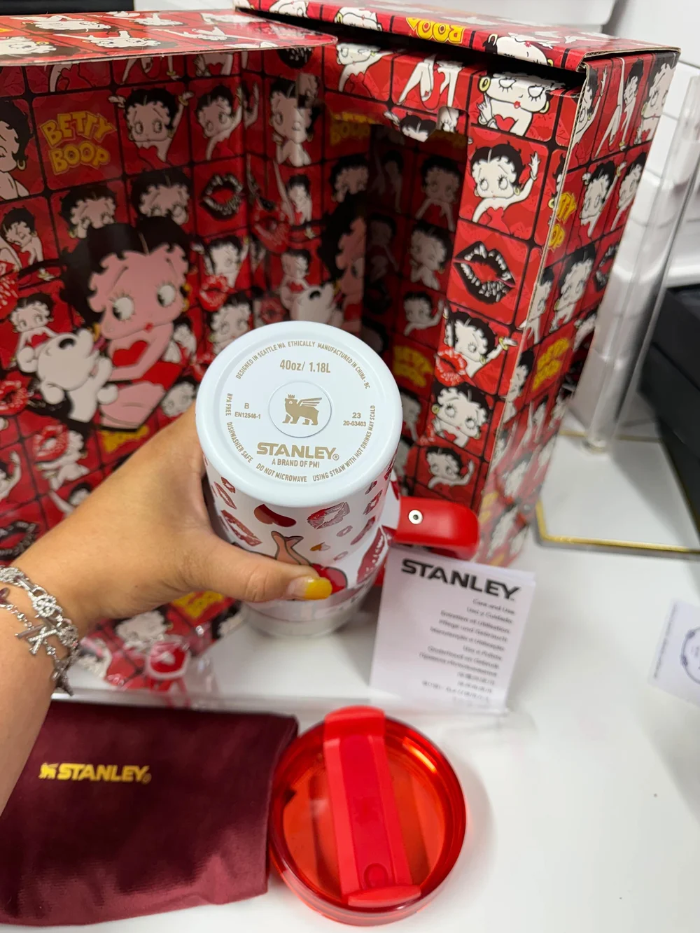 Betty Boop Red and White Stanley Quencher H2.0 Tumbler